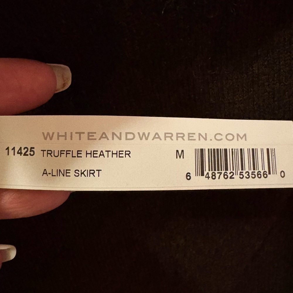 White + Warren 100% Cashmere A-Line Skirt Truffle Heather NWT Size M $198 Retail - Picture 5 of 13